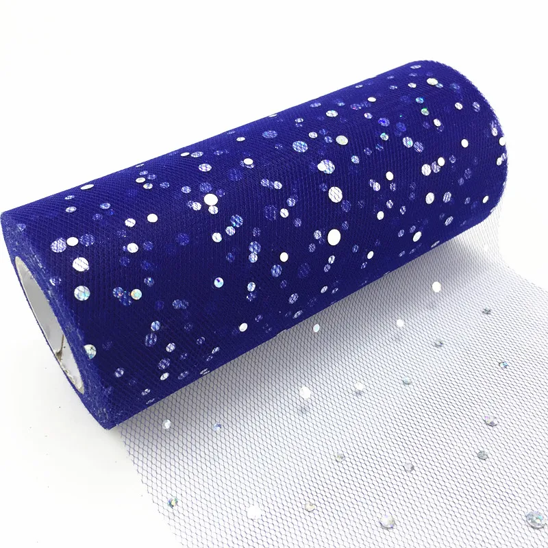 royal blue Блестящий рулон тюля с блестками 15 см 22 м рулон ткани катушка пачка подарочная упаковка для детского душа свадебное украшение DIY принадлежности для дня рождения - Цвет: royal blue