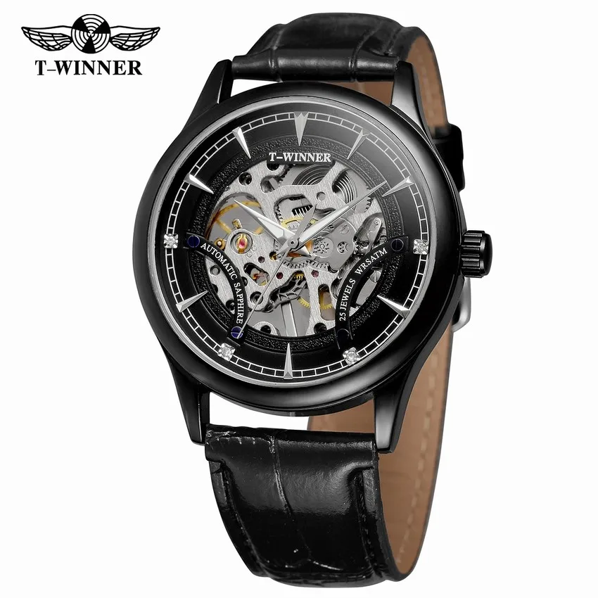 Часы наручные Winner Мужские механические брендовые Роскошные полностью золотые с
