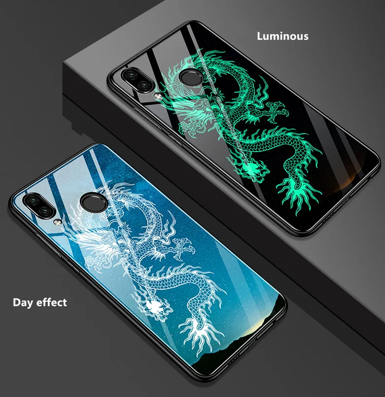 Чехол из закаленного стекла для Xiaomi Redmi 7 светящийся чехол с рисунком силиконовая