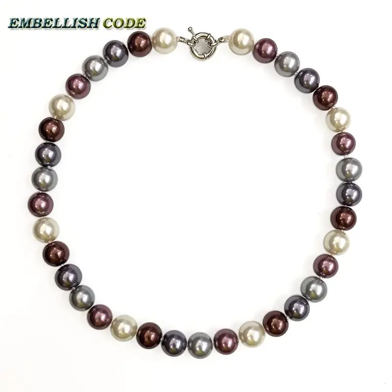 Женское Ожерелье из жемчуга цвет шампанского/кофейного/темно-серого цвета 12 мм |