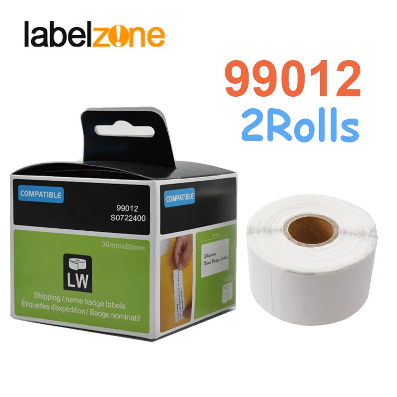 

2Rolls 99012 Label 36mm*89mm Thermal Paper Compatible for Dymo LabelWriter 400 450 450Turbo Printer SLP 440 450 260pcs/roll
