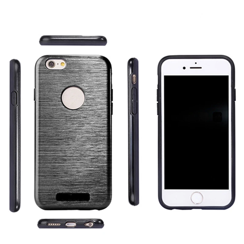 Мода роскошный 2 в 1 тпу дизайн пк + металл матовый алюминий телефон case для iphone 5 5s 6