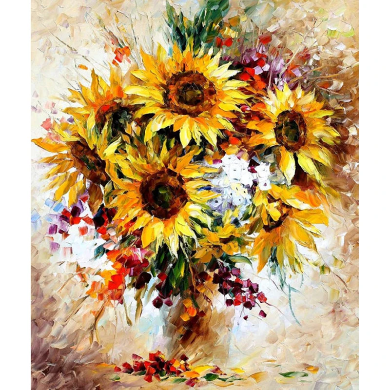 

Unframed Picture Sunflower Colorful DIY Painting By Numbers Kits Acrylic Picture Modern Wall Art Hand Painted For Home Decor
