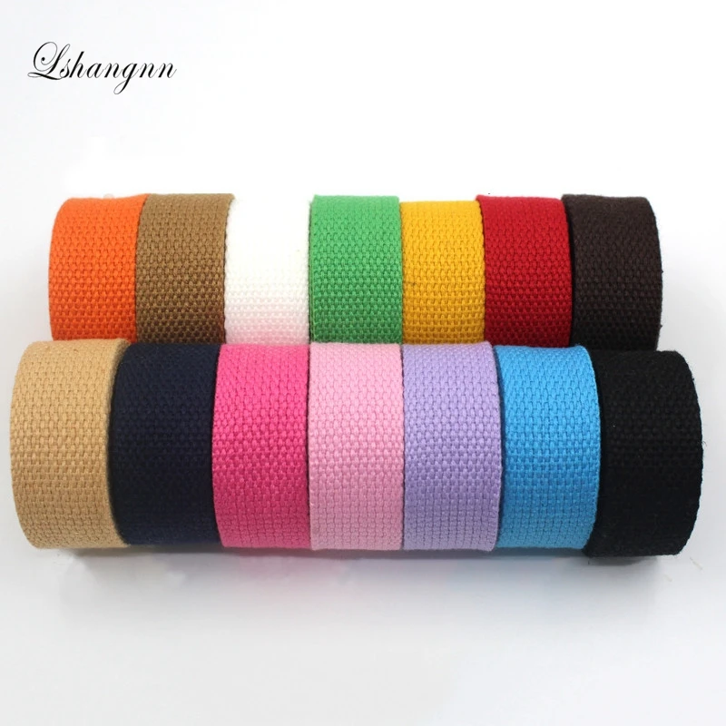 Lshangnn 25mm 46 yards/reel Canvas Ribbon Belt bag Webbing/Lable Ribbon/Bias Binding Tape Diy Craft Projects 40 Colors