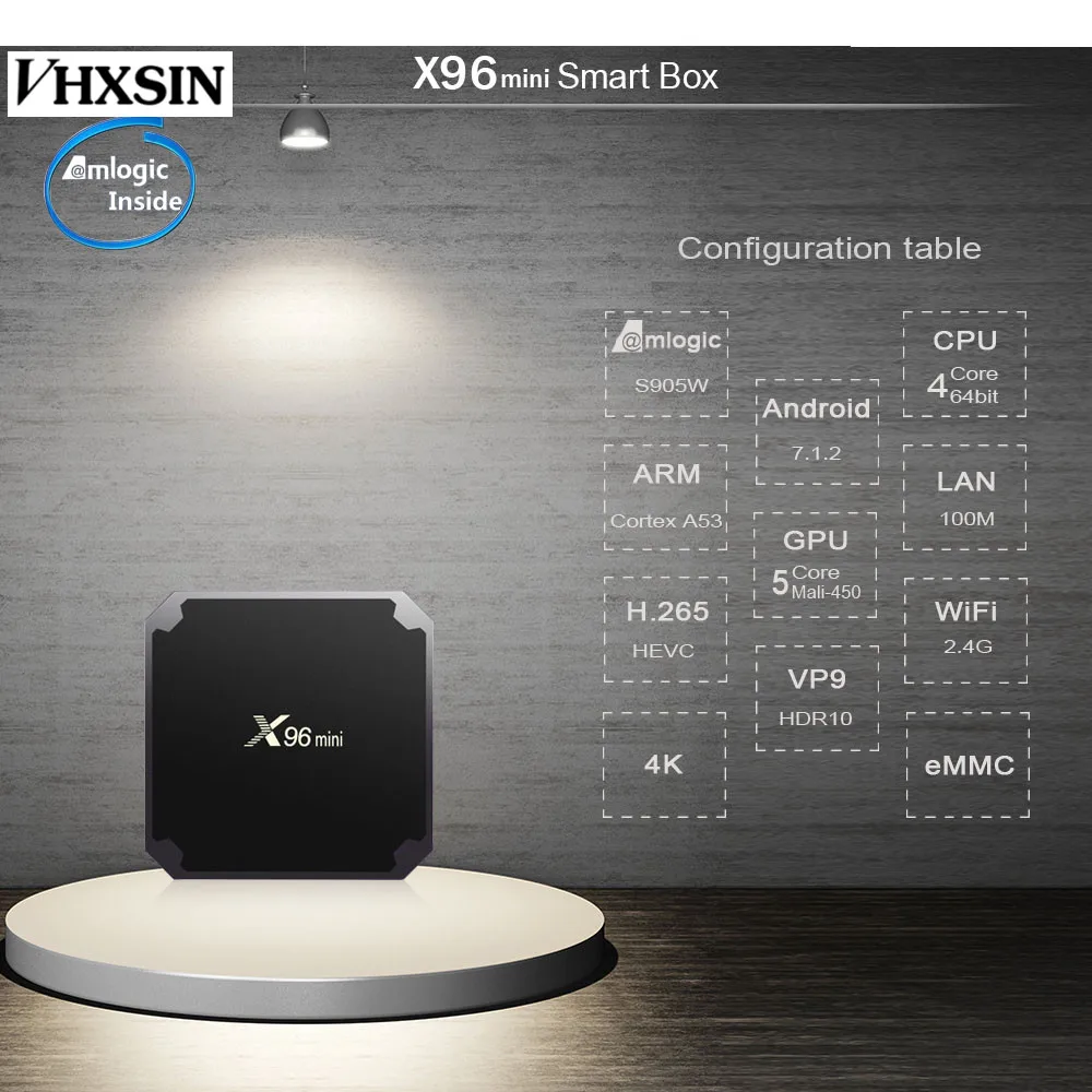 VHXSIN 20 шт./лот X96mini Android TV BOX 1 ГБ 8 ГБ/2 16 Amlogic S905W четырехъядерный 2 4 ГГц 4k медиаплеер
