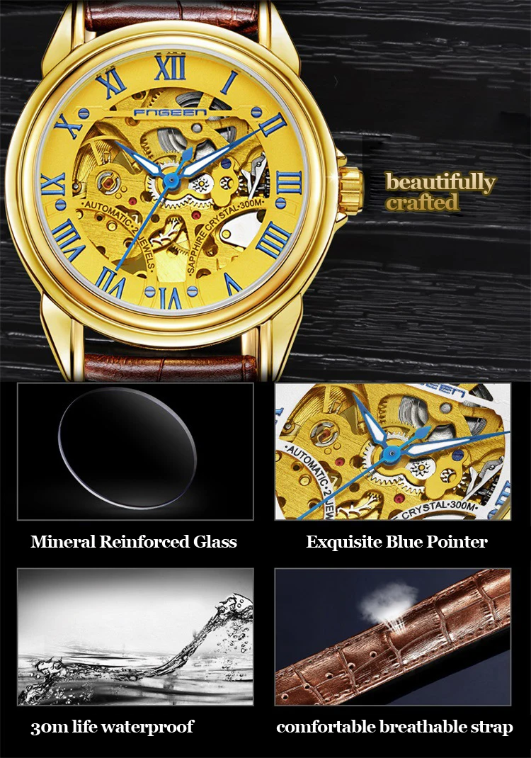 Топ Tourbillon автоматические часы мужские лучший бренд Роскошные мужские наручные часы Скелет Стальные наручные часы синий указатель механические часы