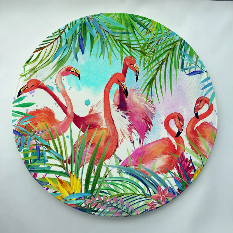 

flamingos Print Custom Round Doormat Non-slip Rug Pad Carpet Kids Room Home Decor Floor Mat Water Absorption Mat