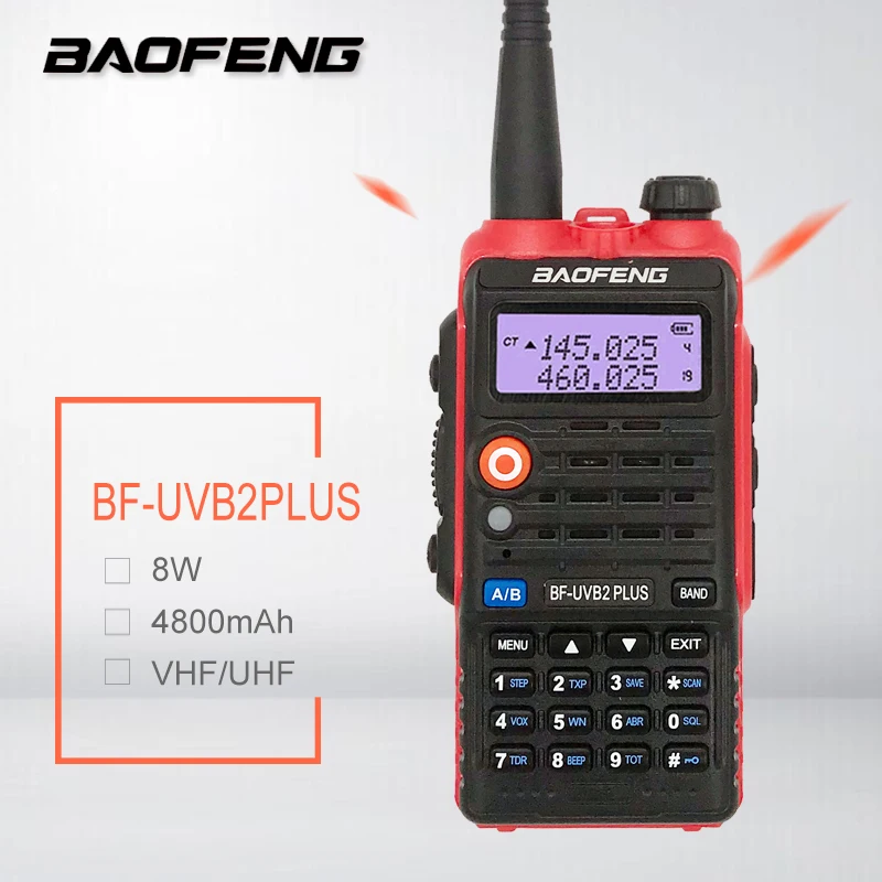 Красная рация BAOFENG 8 Вт 4800 мАч два диапазона УКВ УВЧ Любительский tranceicver Ham CB