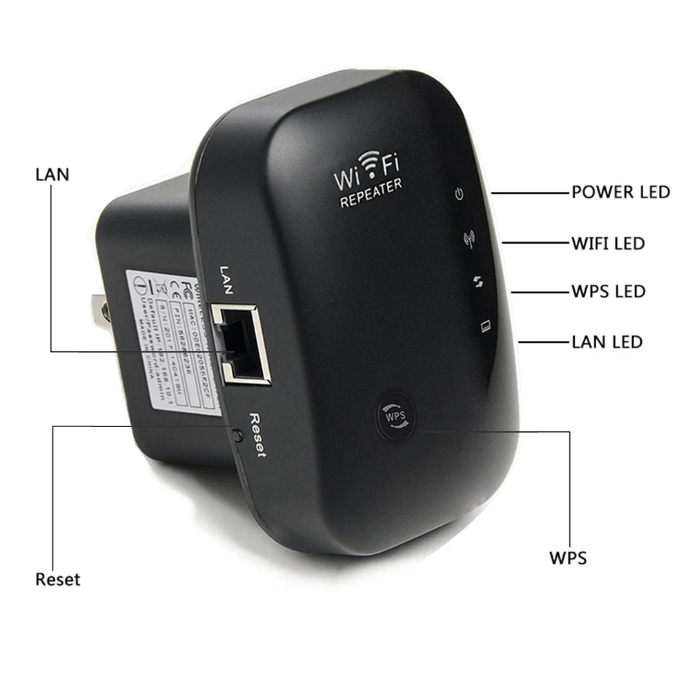 Беспроводной WiFi ретранслятор Wifi удлинитель 300 Мбит/с усилитель WiFi 802.11N/B/G усилитель Wi fi Reapeter точка доступа черный