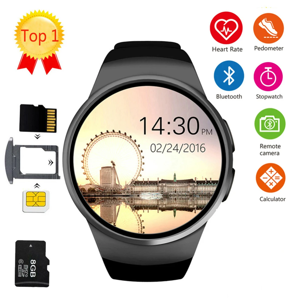 2019 KW18 Bluetooth Смарт часы полный экран Поддержка SIM TF карты Smartwatch телефон сердечного