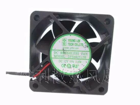 Двухпроводной серверный квадратный вентилятор Young Lin DFS602512H DC 12 В 1,60 Вт 60x60x25 мм