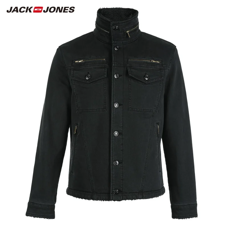 JackJones Мужская берберская флисовая Модная Джинсовая куртка джинсовые куртки