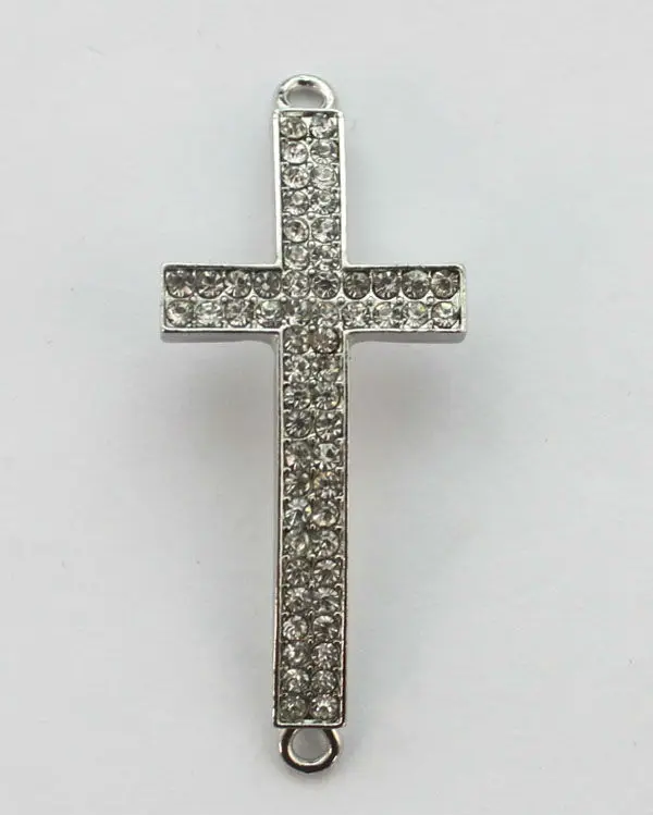 

5PCS Clear Pave Rhinestone Latin Cross Link Connectors 50mm #22881