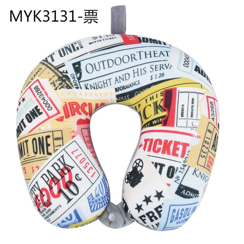 Ticket 1 шт. принт подушки с узором u-образная Шейная подушка для путешествия Подушка самолет шаблон автомобиля шеи Защита с губчатым наполнителем подушка с наполнителем - Цвет: Ticket
