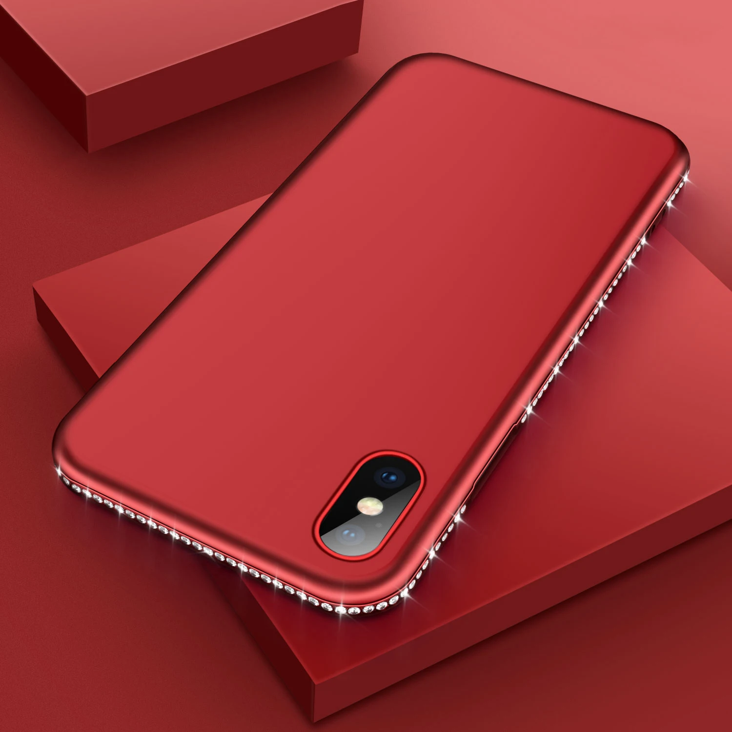 Силиконовый чехол со стразами для iPhone X 5 7 8 6 6S Plus 7Plus 8Plus Блестящий Мягкий матовый
