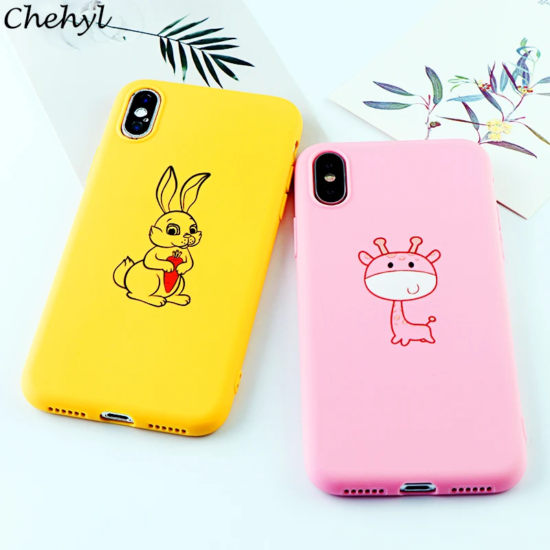 Phone Cases for iPhone X XS MAX XR 6 s 7 8 Plus Fitted Case Funny Cute Animal Rabbit Soft Silicone Cell Covers Accessories |