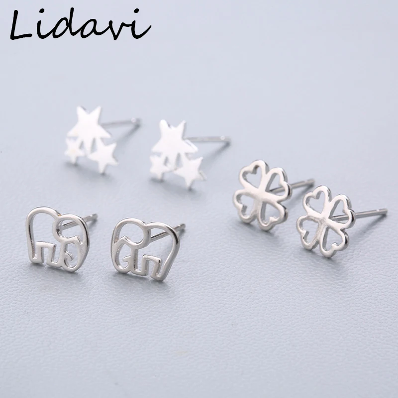 Lidavi 925 пробы серебряные серьги-гвоздики милые животные не вызывают аллергии