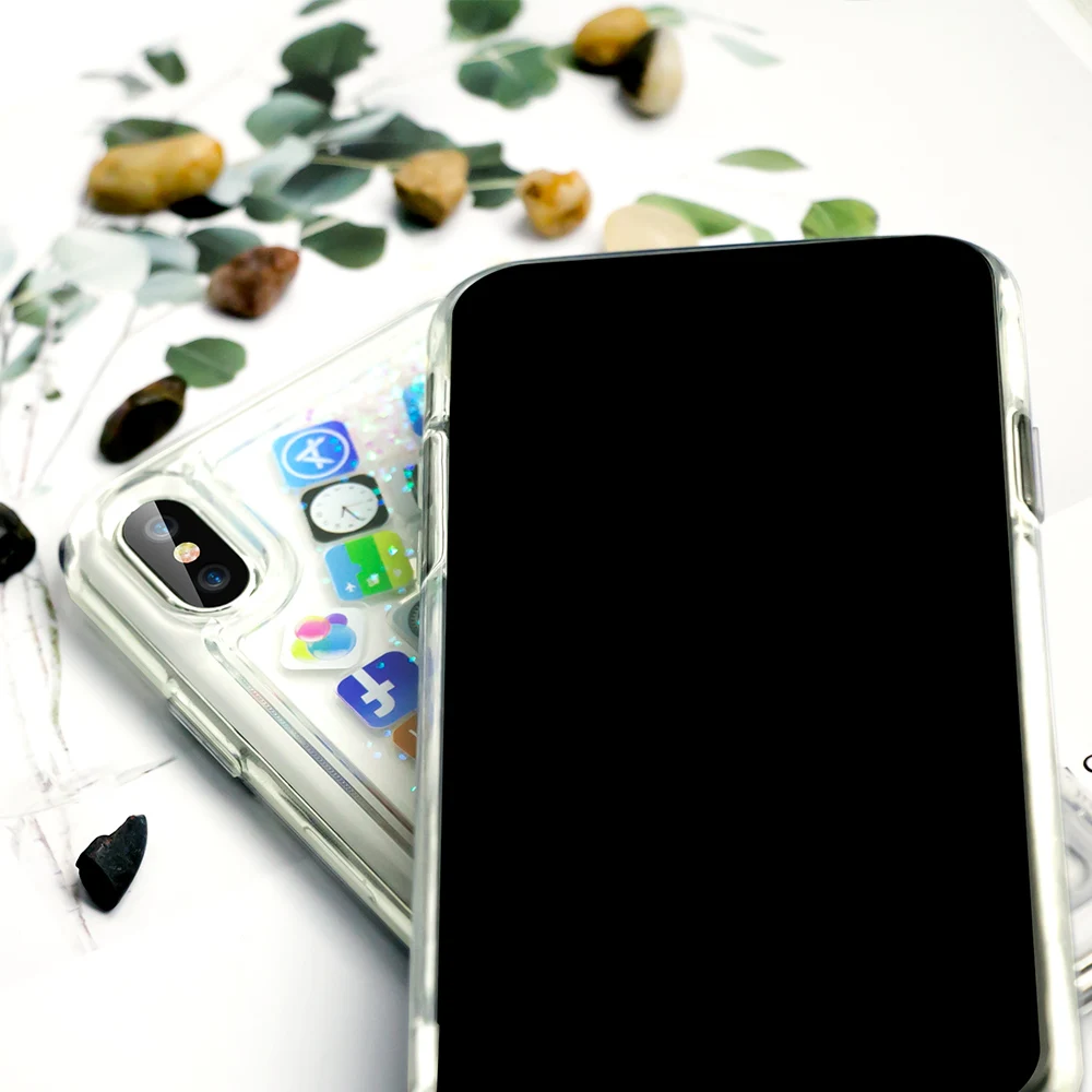 KISSCASE прозрачный зыбучий песок чехол для iPhone X XS Max XR блестящее приложение