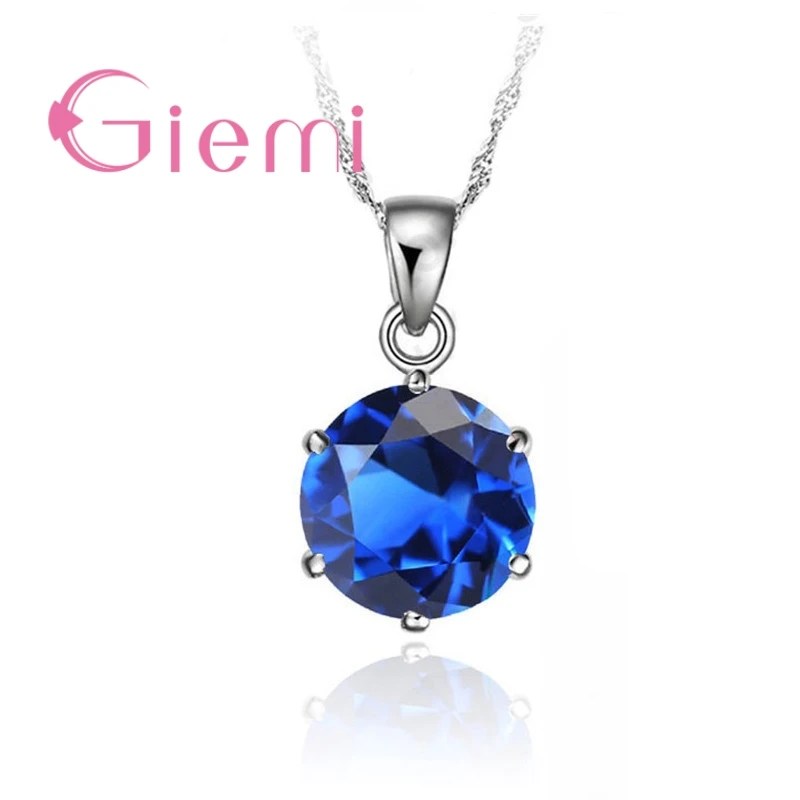 6 Claws blue 8 цветов, классические украшения принцессы для свадьбы, помолвки, 925 пробы, серебро, AAA, карамель, кубический циркон, камень, подвески, ожерелья - Окраска металла: 6 Claws blue