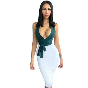 2019 New Women Patchwork black white V-Neck Sleeveless Vestidos dress Bodycon Celebrity evening Party Dress dropshipping 2019 New Women Patchwork black white V-Neck Sleeveless Vestidos dress Bodycon Celebrity evening Party Dress dropshipping