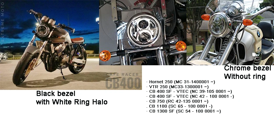 Белые глаза ангела 7 дюймов светодиодные фары для Honda CB400 CB750 CB1300 Hornet 250 600 900 VTEC VTR250 аксессуары для мотоциклов