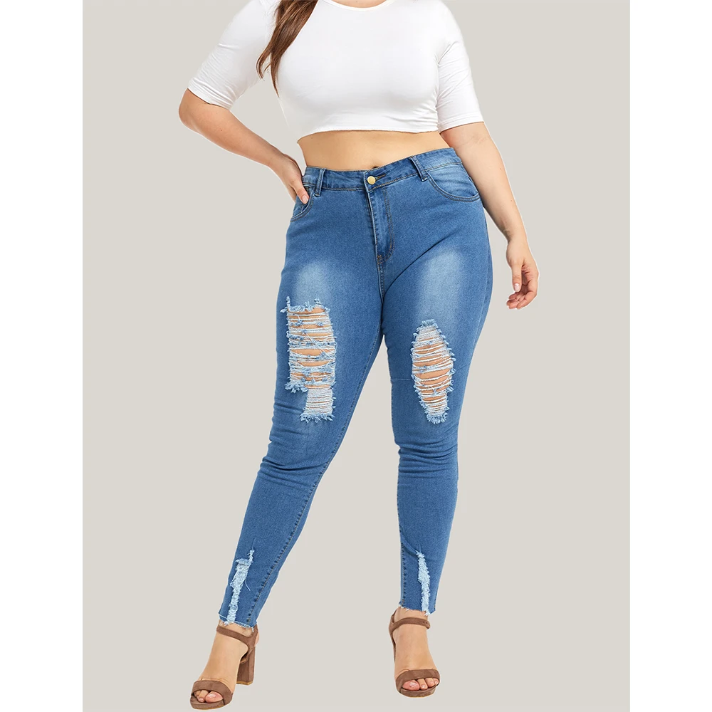 Джинсы женские повседневные на кнопках с высокой талией | Женская одежда