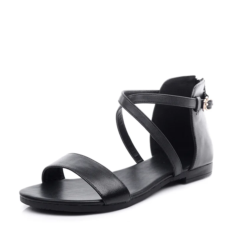 Женские босоножки из натуральной кожи Salu летние милые на плоской подошве