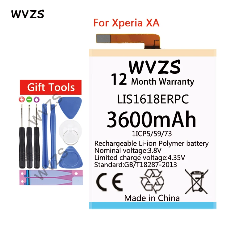 Wvzs 3600 мА/ч LIS1618ERPC для sony Xperia XA (F3111) E5 F3313 F3112 F3116 F3115 F3311 Батарея G3121 G3123 G3125 G3112