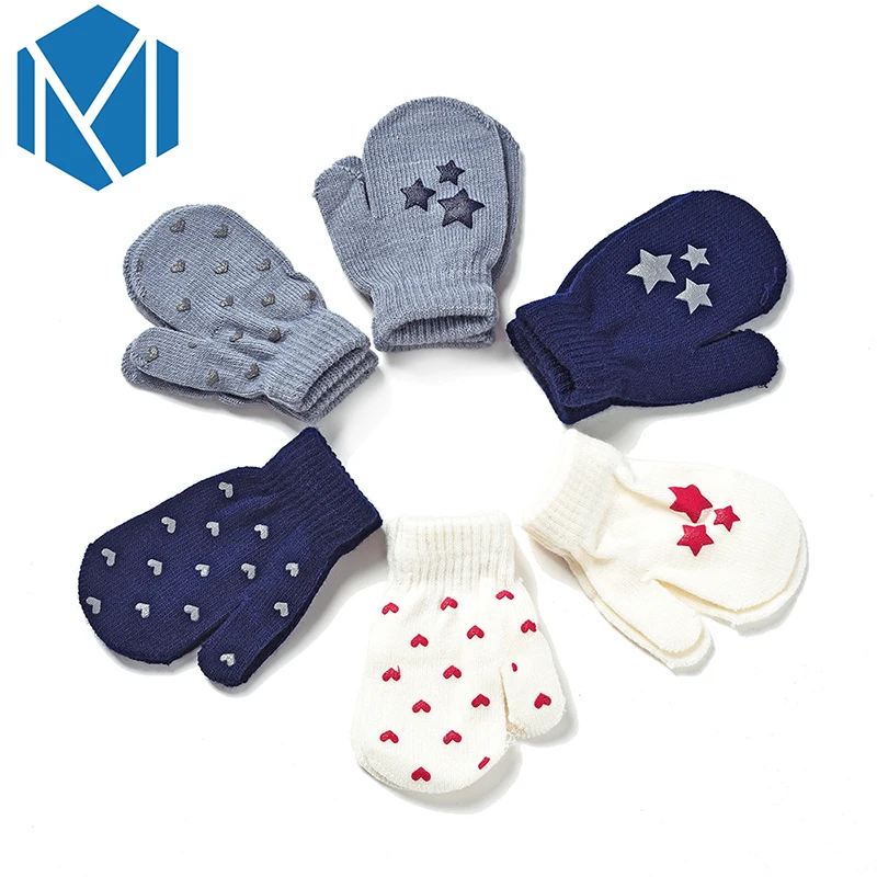 Фото C miya Mona/новые удобные зимние перчатки с милым сердцем и звездой для детей вязаные