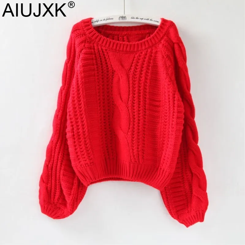 

AIUJXK Fashion Autumn Winter Loose Soft Sweater Women 2020 Casual Twist Knitted Short Sweaters Thick Warm Pullover Female Jumper