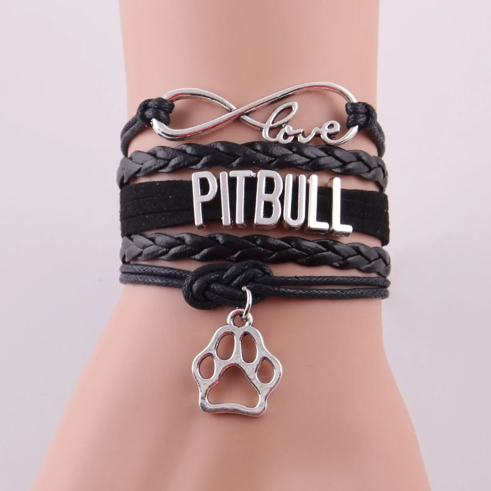 Женский браслет Infinity love PITBULL кожаный браслет-подвеска собачья лапа мужские