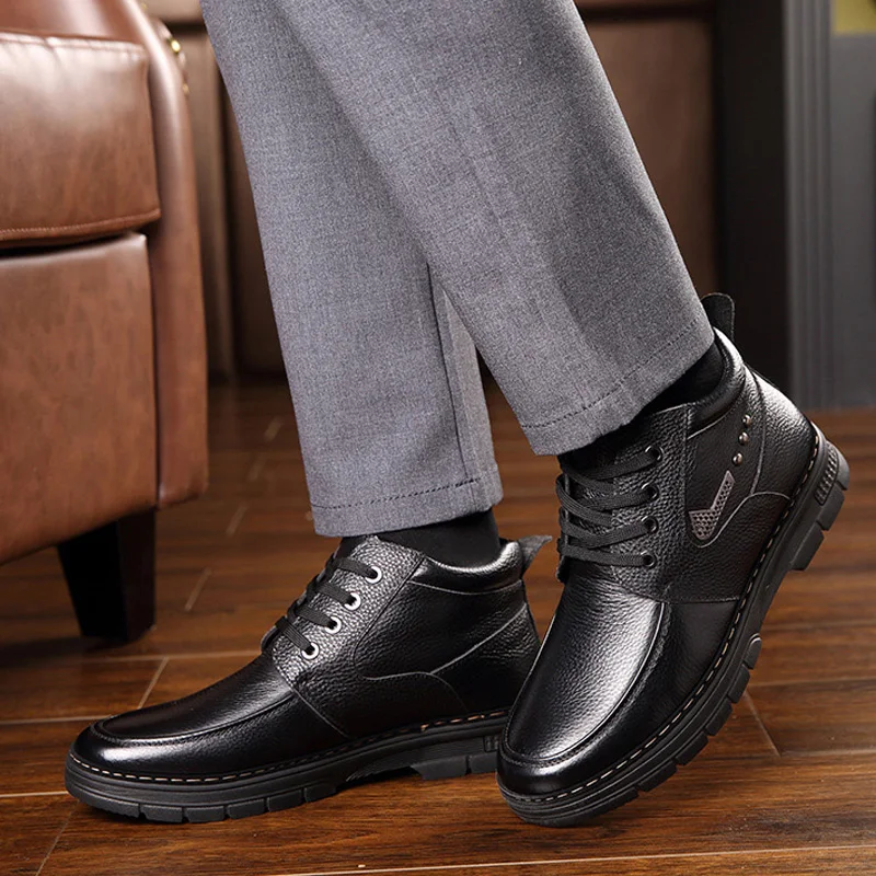 Мужские зимние ботинки для 2018 мягкая натуральная кожа кожаные Водонепроницаемый