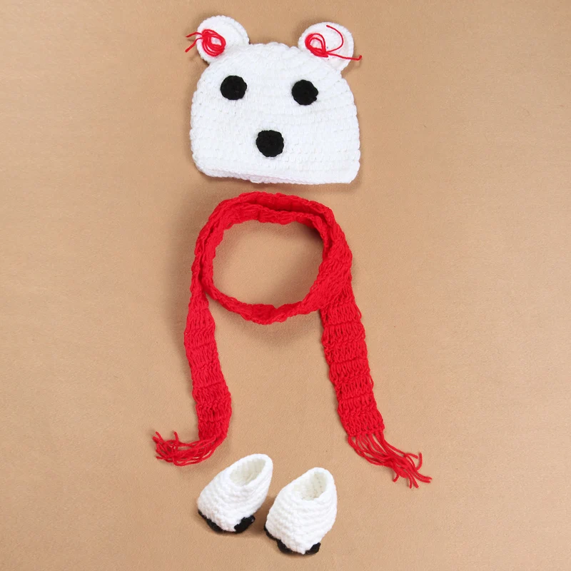Wild Hand-woven Wool Scarves Bear Infant Cute One Hundred Days Newborn Baby Photography Clothes Crochet Knit Dress Pictures | Детская