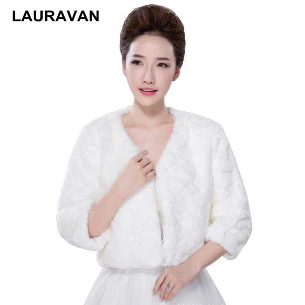 Женская накидка болеро из искусственного меха с рукавом палантином|Свадебные