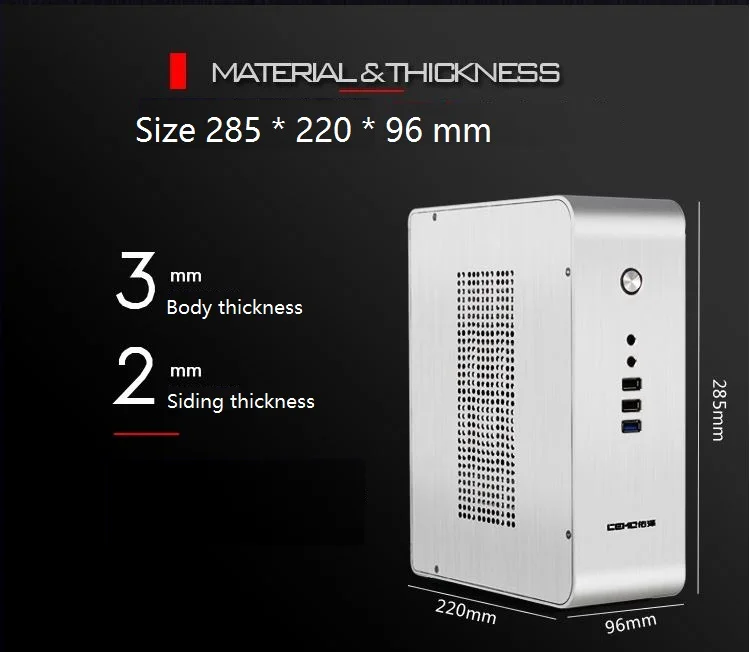 9000 ITX алюминиевый чехол для компьютера HTPC Настольный вертикальный маленький мини-шасси