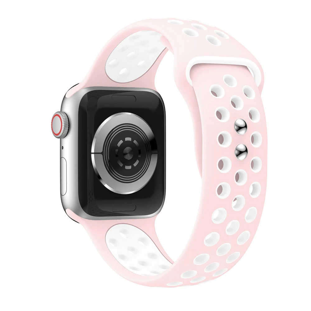 Для Apple Watch 40 мм 44 38 42 Смарт часы с круглым отверстием силиконовый ремешок для watch