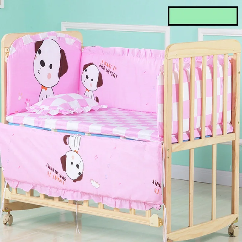 Комплект из пяти предметов для детской кроватки хлопковая Съемная моющаяся