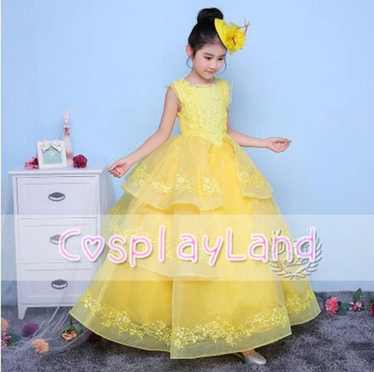 Коллекция 2017 года платья для девочек костюм Белль из красавицы и чудовища