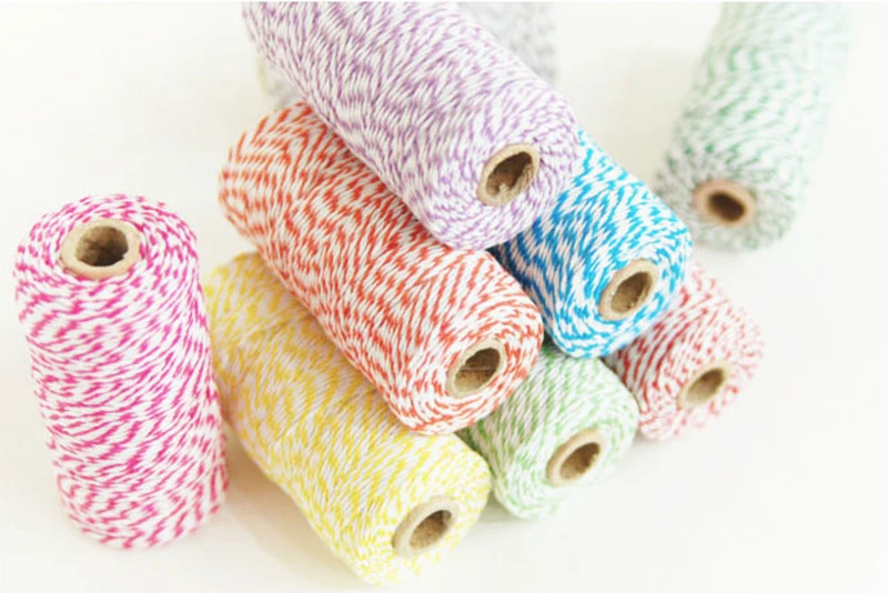 Новые цветные хлопковые шпагаты из двойной нити (100 ярдов/катушка) для украшения в