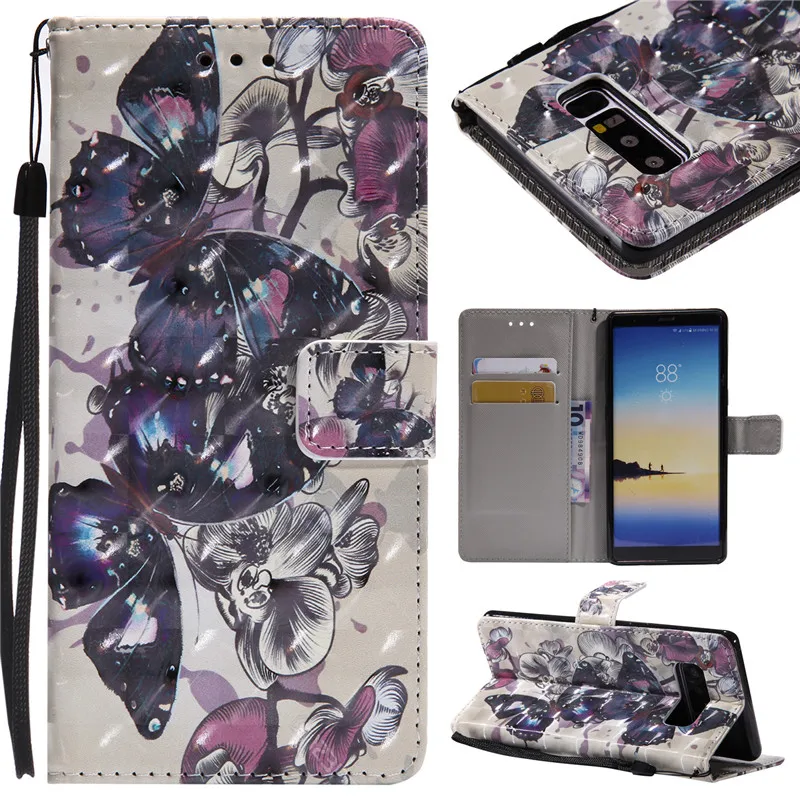 Чехол Wekays с 3d бабочкой кожаный чехол колокольчиком для Samsung Galaxy S3 S4 S5 S6 S7 Edge S8 Plus Note