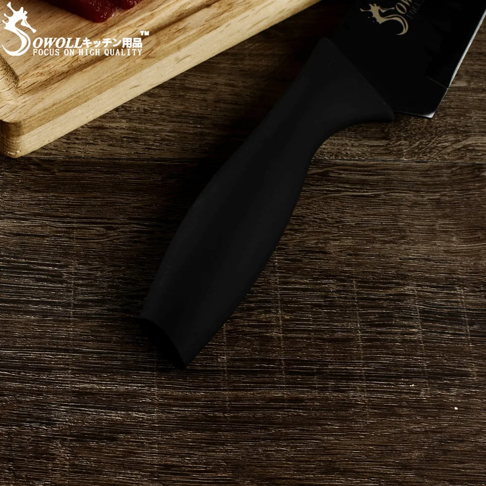 SOWOLL бренд 7 дюймов Santoku кухонный нож из нержавеющей стали Острый японский