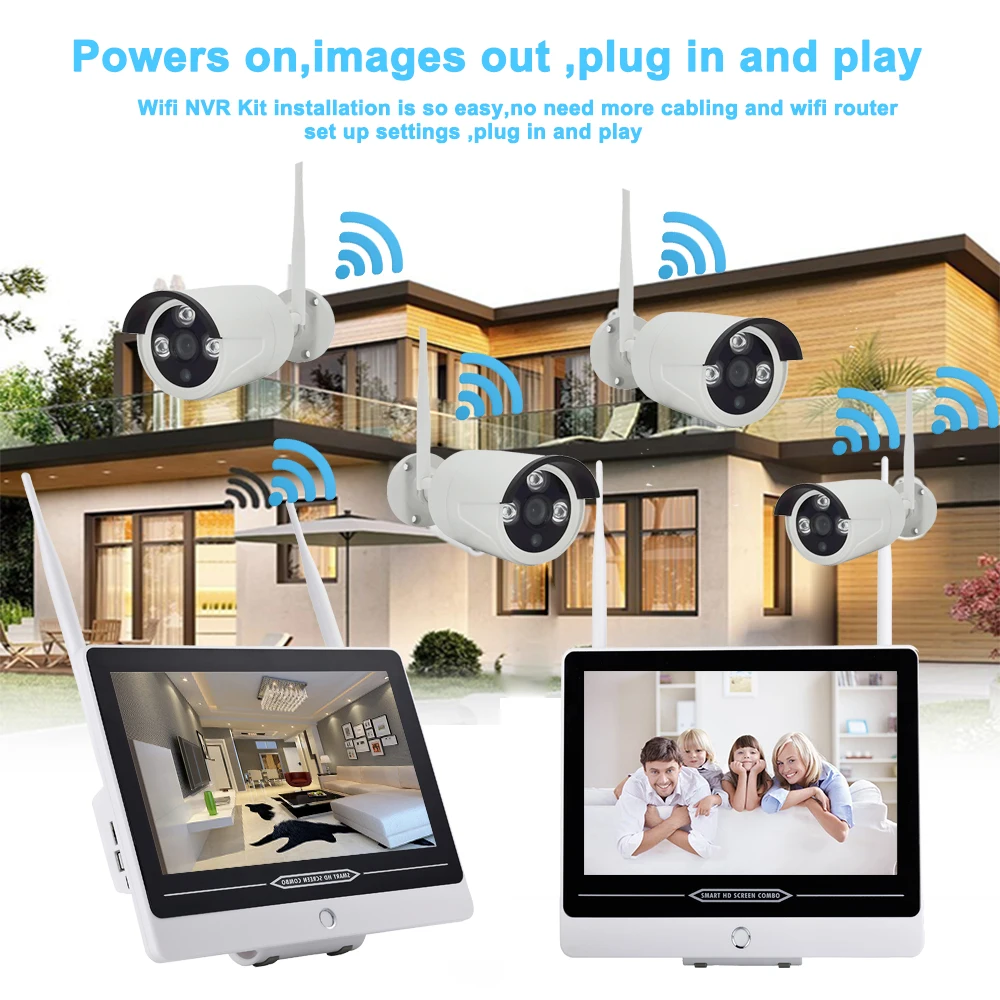 960 P 8CH беспроводные наборы NVR CCTV Системы 1" ЖК-дисплей монитор Экран 1.3MP 8 шт. Wi-Fi IP Камера открытый P2P комплект видеонаблюдения