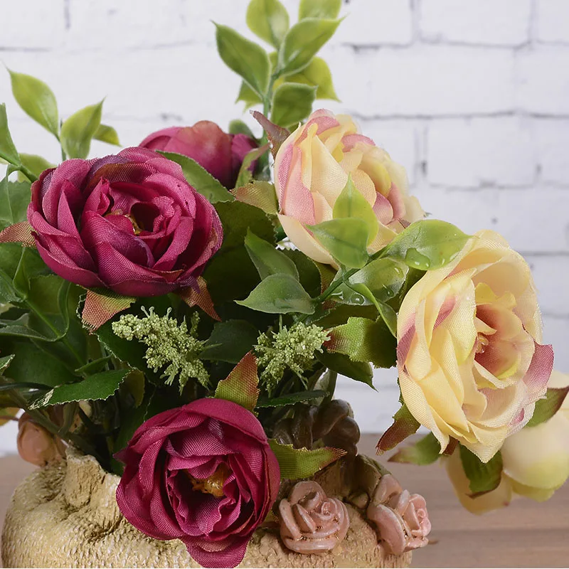 

Artificial Flowers Silk Rose Decorate Simulation Bonsai Fake Flowers For Wedding Home Party Desktop Decoration flowers Bonsai