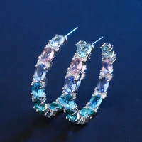 925 sterling silver manufacturer direct selling color matching zircon earrings sexy elegant glass stone earrings