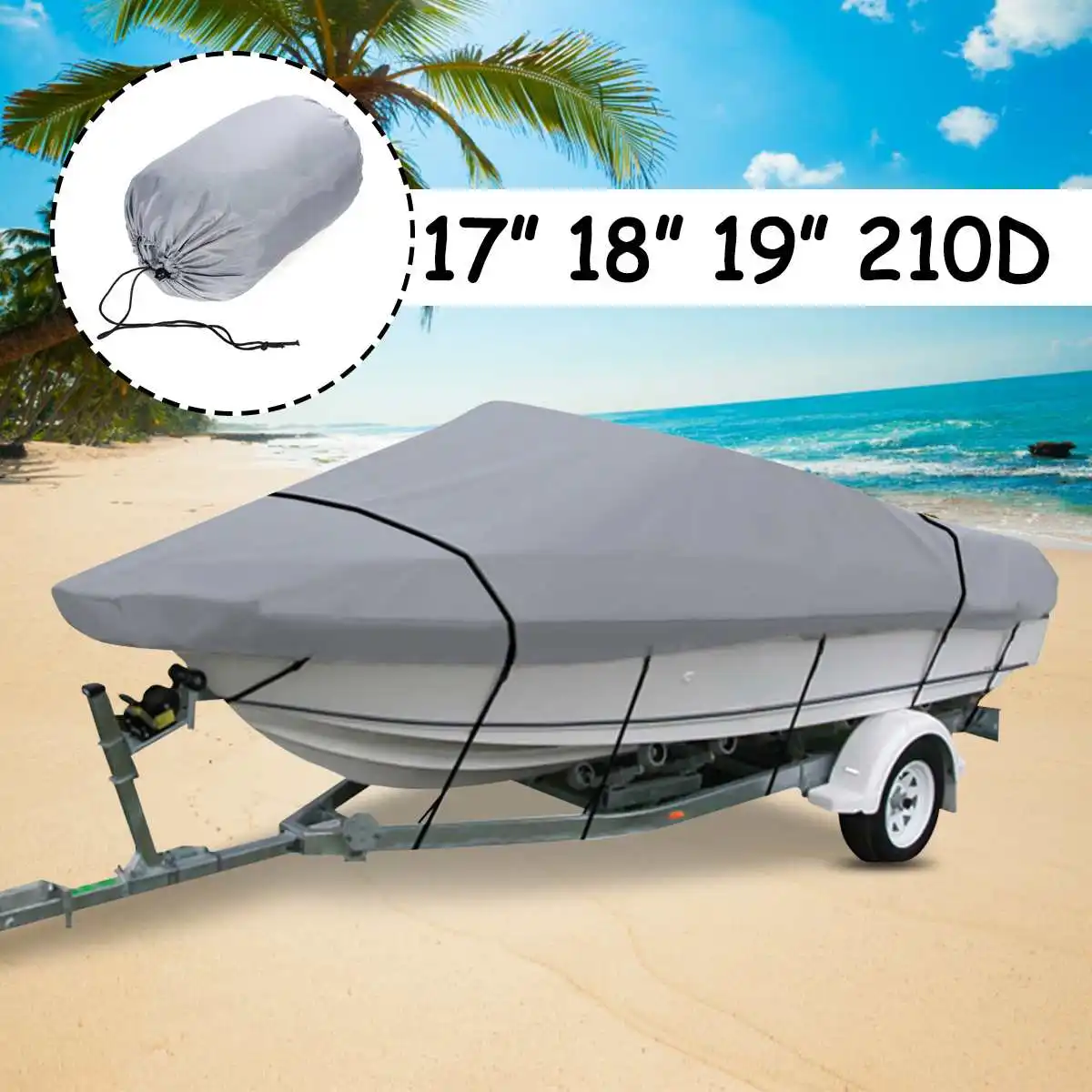 Крышка для рыболовной лыжной лодки 11-1" 14-16" 17-1" 20-22" 210D V-shape водонепроницаемая защита для лодки