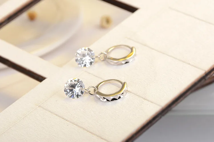 Горячая Распродажа Настоящее 925 пробы серебро ослепительные 8 мм 2ct CZ серьги-гвоздики для женщин модный бренд S925 серебряные ювелирные изделия подарок