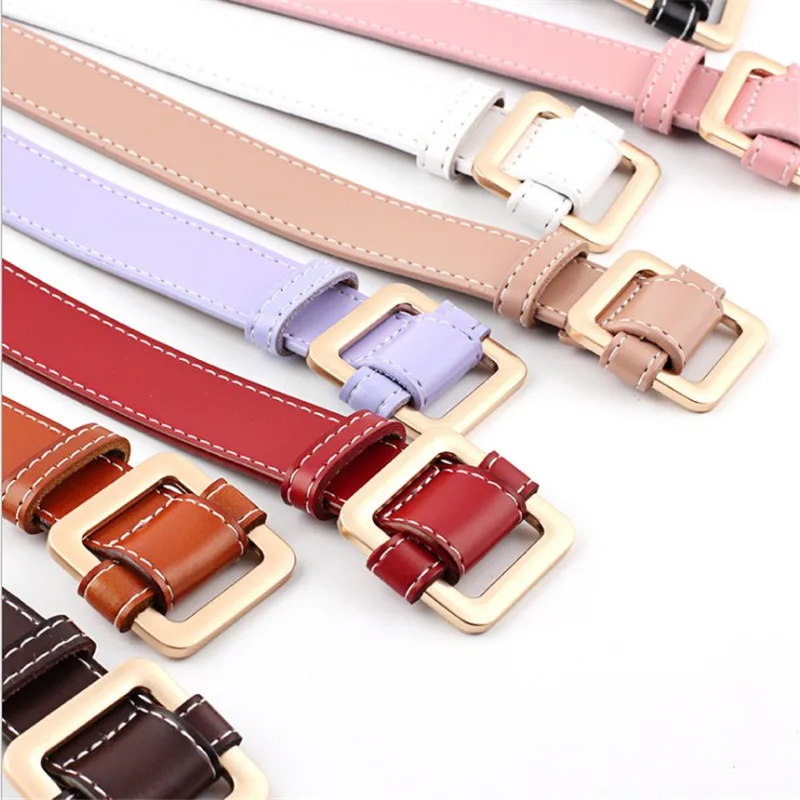 Black White Red Tan Wide Genuine Cowhide Leather Waist Strap Belt Women Gold Square Buckle Woman Belts for Jeans Waistbands | Аксессуары