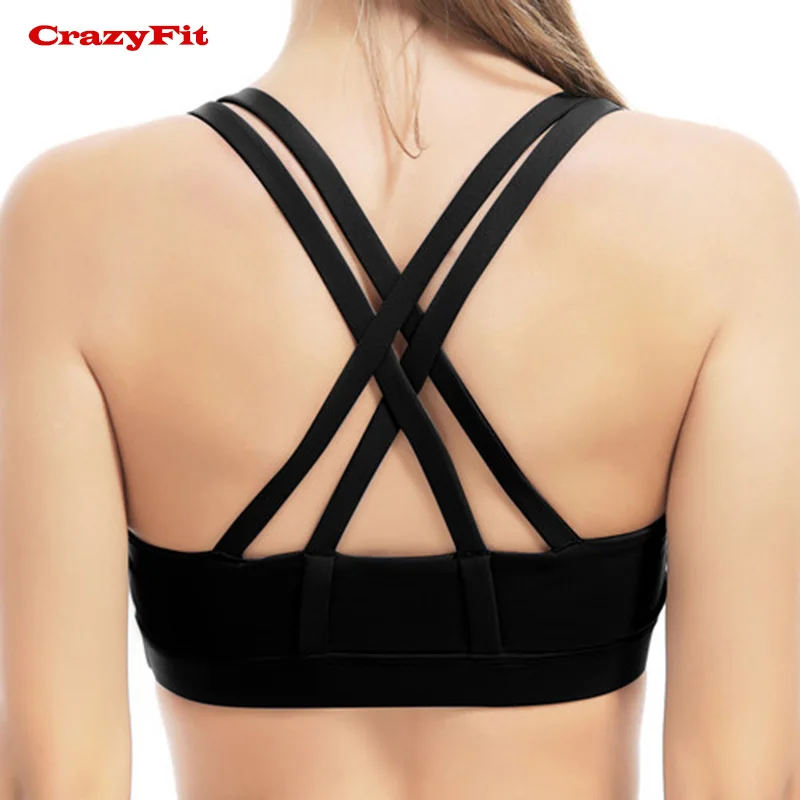 Black Crazyfit спортивный бюстгальтер работает Для женщин Спортивная майка для Фитнес Йога Спорт бюстгальтер нижнее белье спортивные женские тренажерный зал ремень Спортивная - Цвет: Black