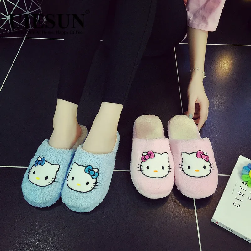 2017 горячий продавать hello kitty женщина обувь хлопка тапочки женщины сандалии