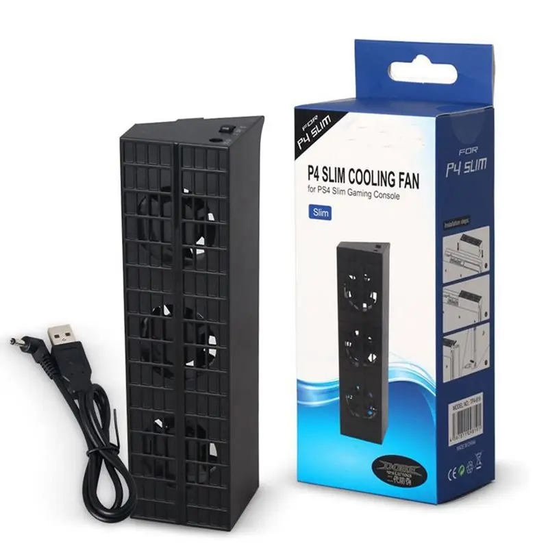 Для PS4 тонкий охлаждающий вентилятор консоль кулер умный термостат 3 вентилятора